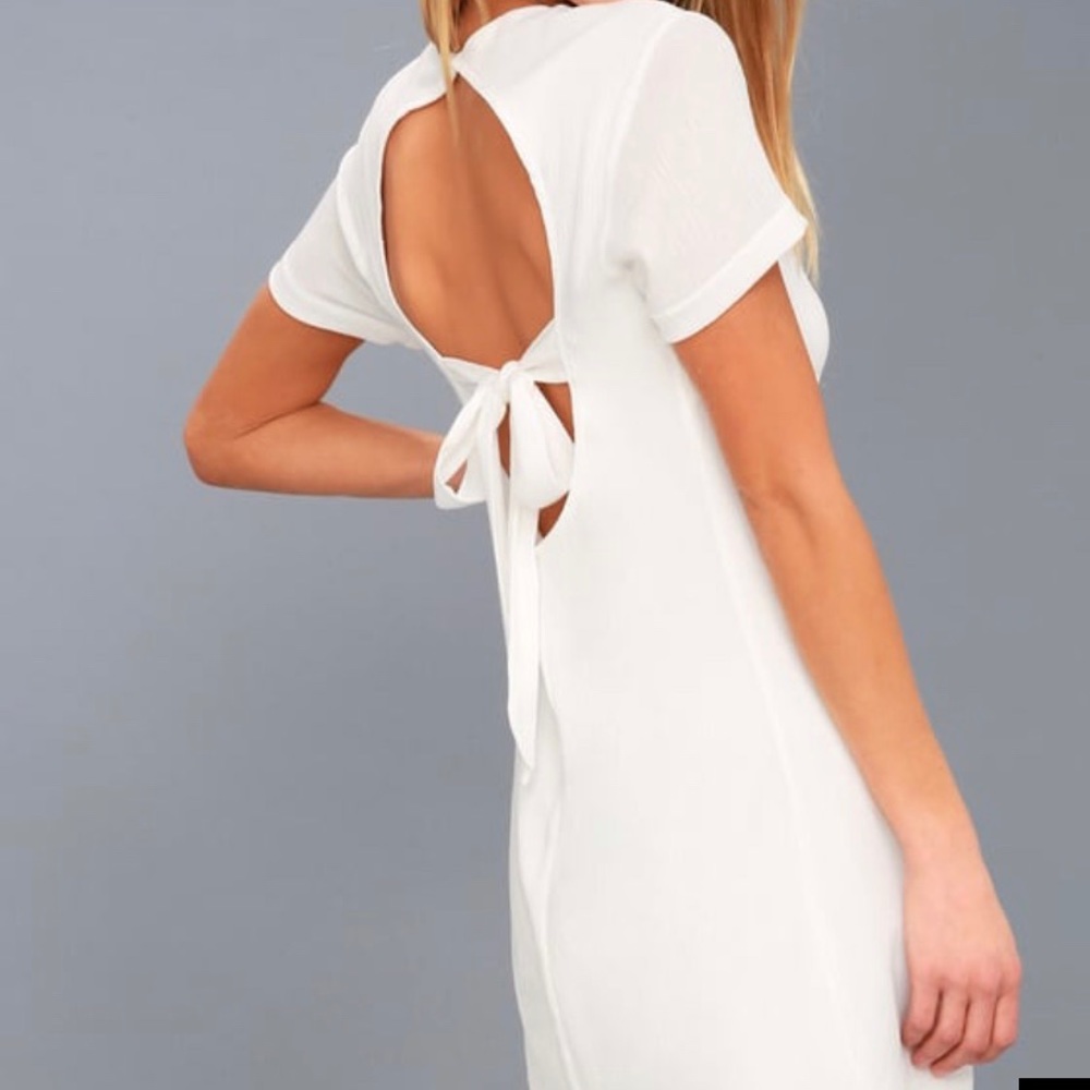 White Backless Shift Dress